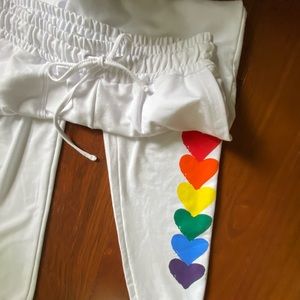 NWOT - Rae Dunn rainbow heart casual joggers Sz S